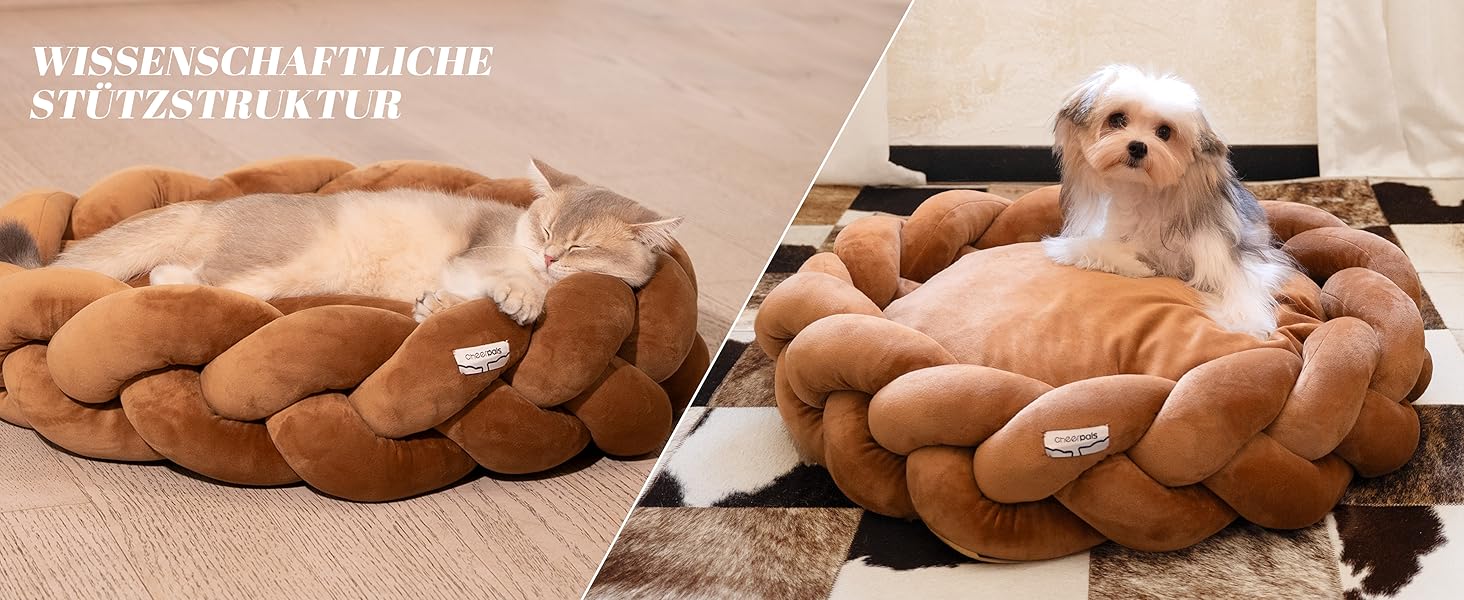 Катячий дім CheerPals 60см: зручна плетена лежанка для котів та маленьких собак, білий колір