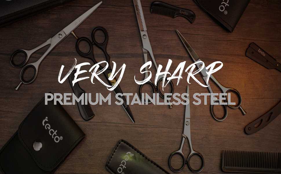 Професійна ножиця для догляду за волоссям, ножиці для стрижки, леза гострого бритви, загальна довжина 16,5 см, з шкіряним чохлом