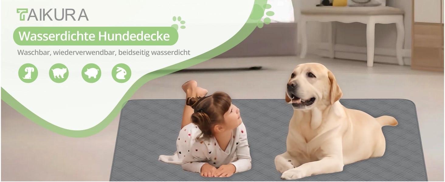 Водонепроникний килимок для собак, килимок для котів, неслизький, міцний, для захисту дивану, ліжка, автокрісла, можна прати в пральній машині (172 x 208 см, сірий)