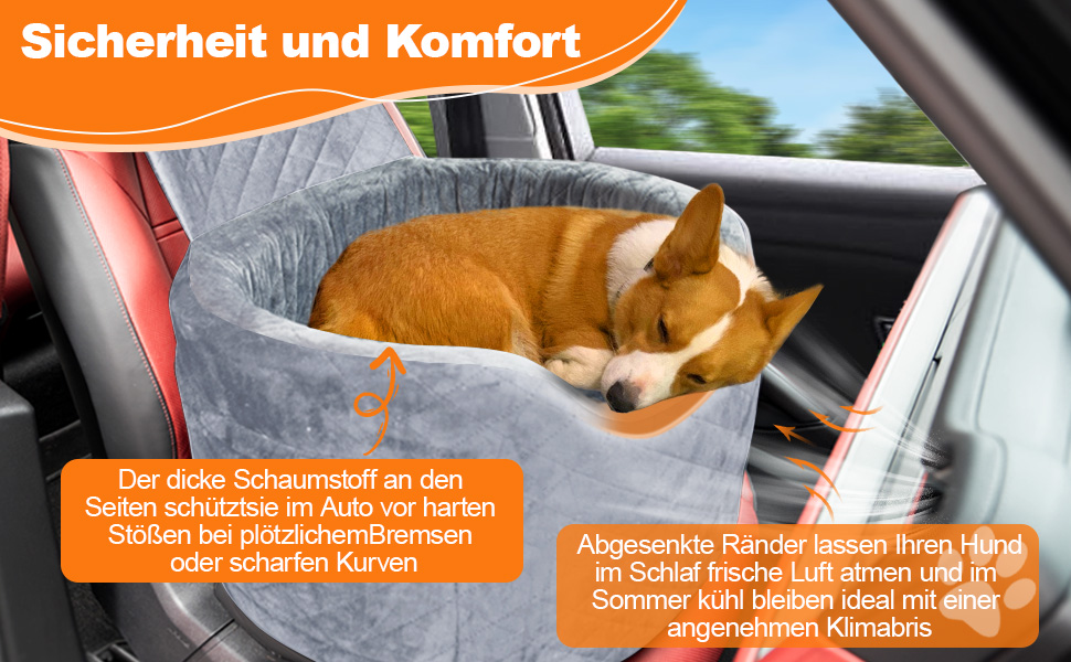 Автокрісло для собак - чорне автокрісло-бустер для маленьких собак з піною Memory Foam 28D, неслизька та вологостійка підкладка, переноска з кишенями для зберігання та ковдрою, сірий 02-Сірий