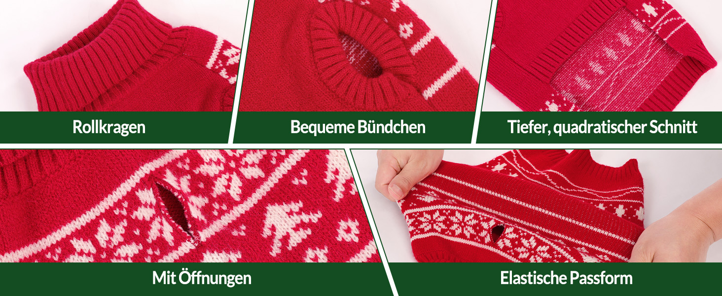 Пуловер для собак на Різдво, великі породи, з рожевим горлом, з малюнком сніжинок, для собак, різдвяний костюм, L, обхват грудей 53 см, червоний