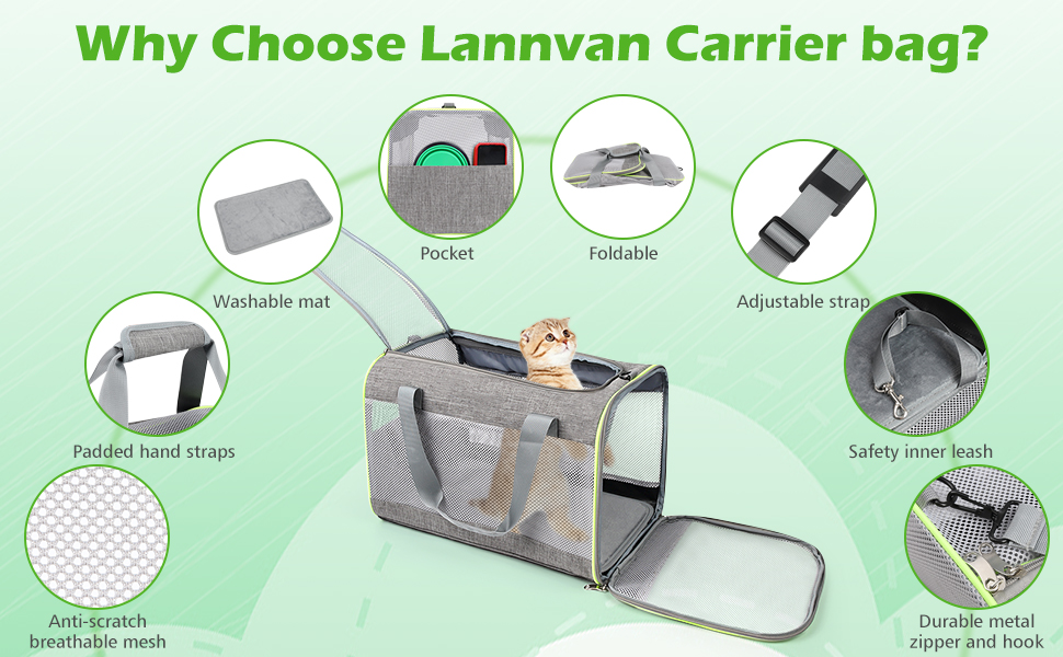 Транспортний бокс для котів Lannvan, до 6,5 кг, чорний (45x30x30 см)