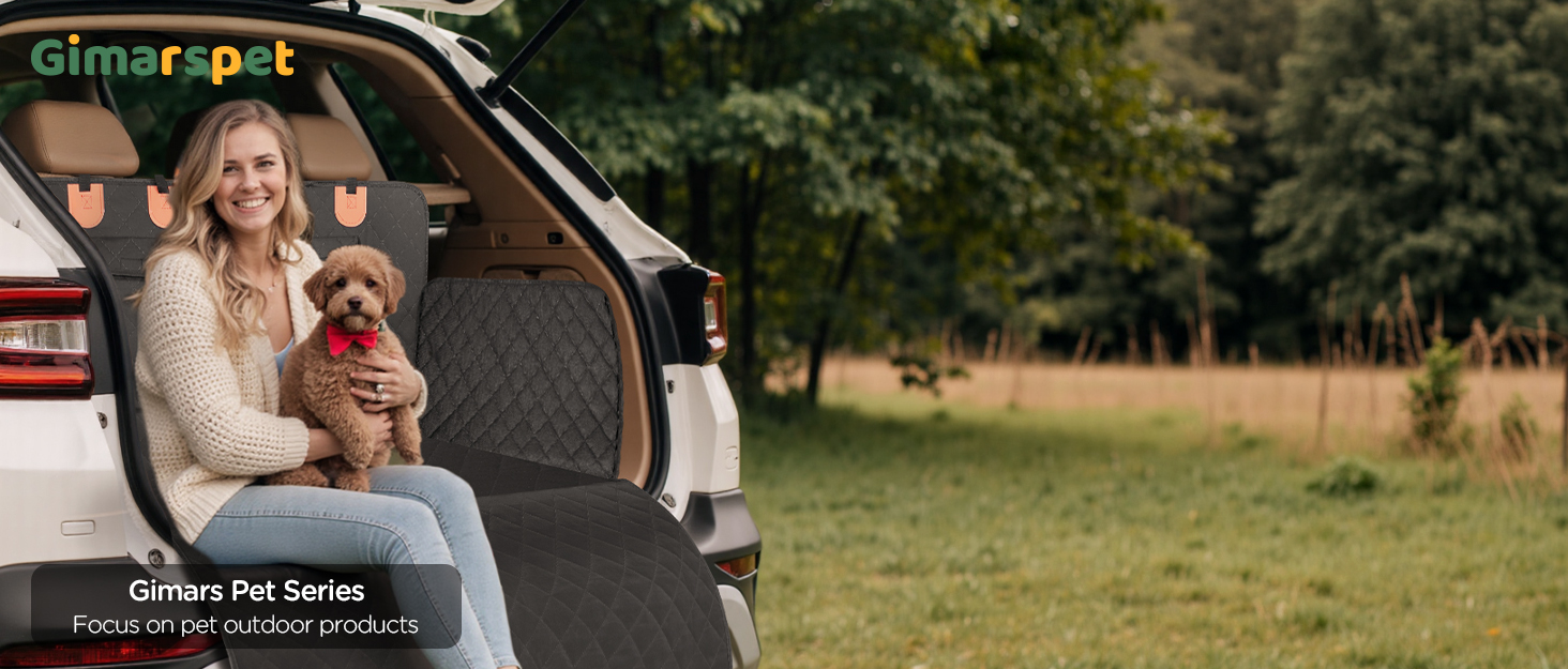 Накидка для собак у машину Gimars, 157x137 см, водовідштовхувальна, стійка до подряпин, універсальна, з передньою панеллю та оглядовим вікном, чорний & оранжевий, килимок у багажник