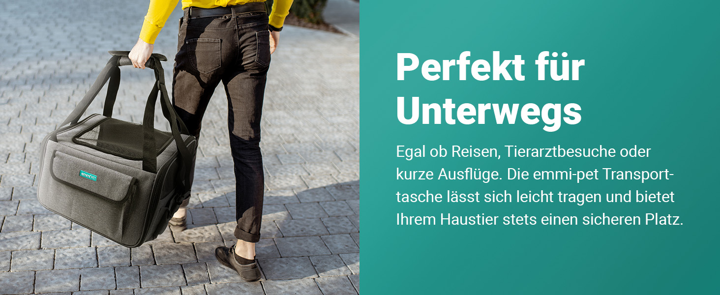 Транспортна сумка для собак та котів Emmi-Pet, складана та портативна переноска до 9 кг, з оксфордської тканини, водонепроникна сумка для собак та котів для автомобіля, поїздів та подорожей, Travel Bag 41,5 x 32 x 30 см