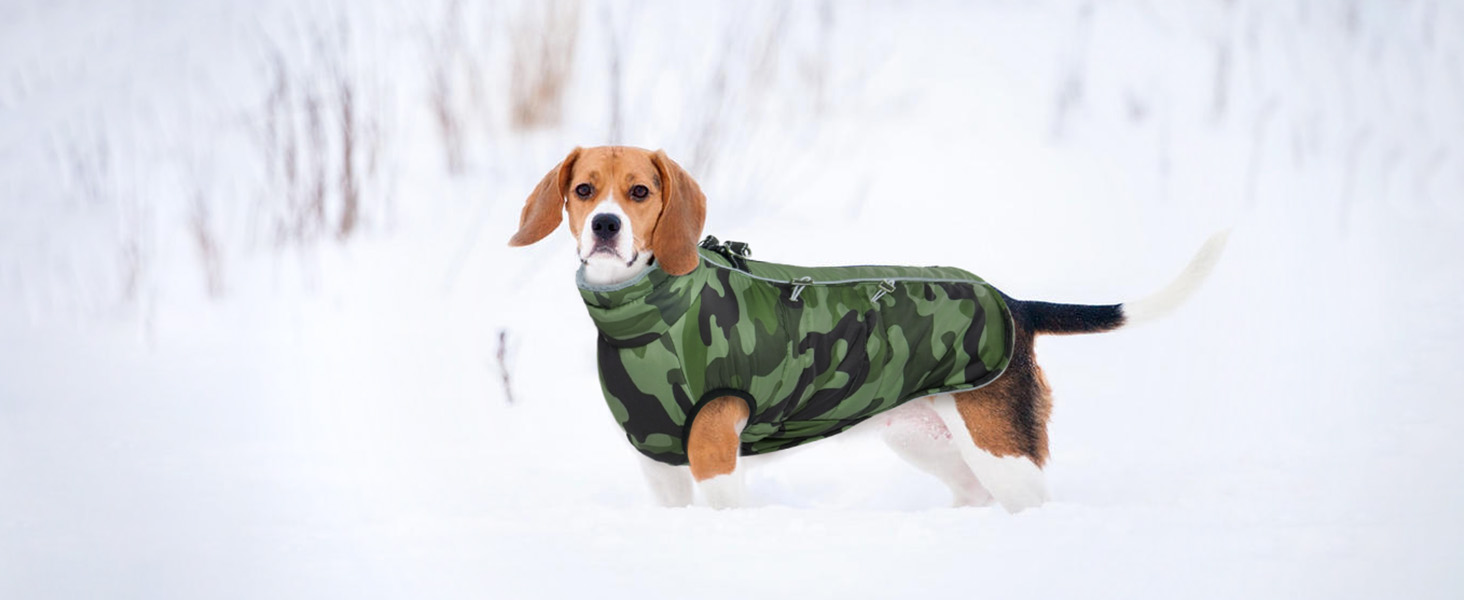 Водонепроникний зимовий одяг для собак, теплий куртка для собак з отвором для шлейки, для малих, середніх та великих собак, військовий камуфляж, з світловідбиваючими смугами, блискавка, XL