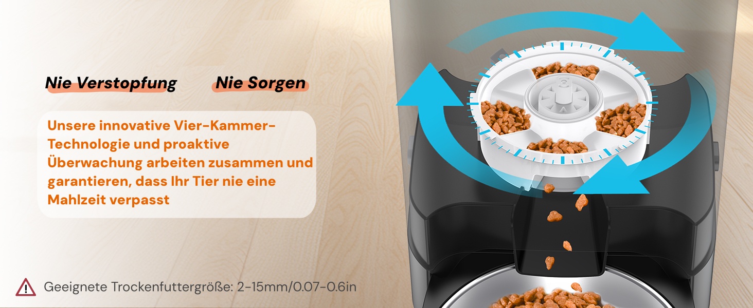 Автоматичний кормушка для котів та собак з Wi-Fi, 5L, 1-6 прийомів їжі, сенсор низького рівня корму, чорний