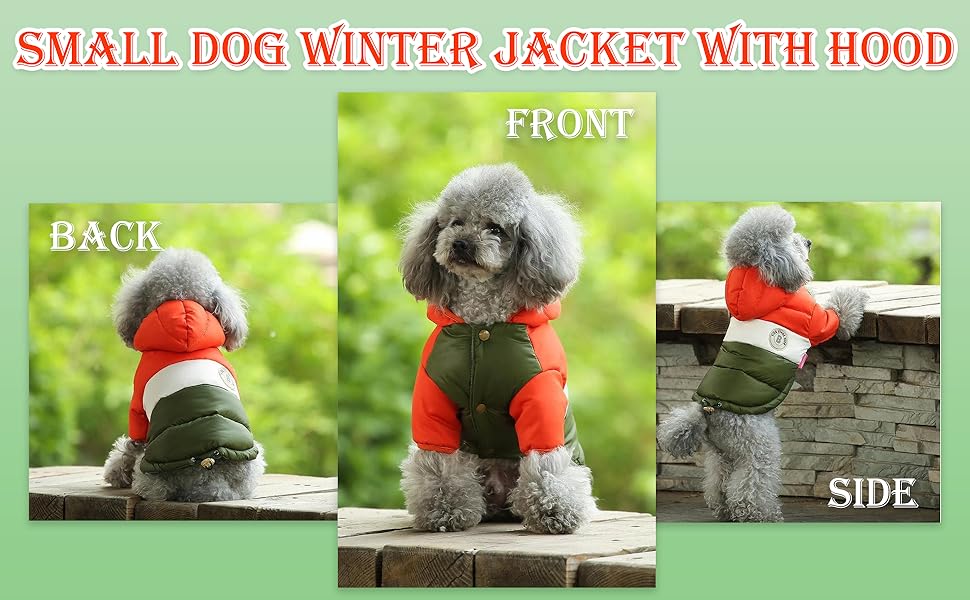 Зимовий одяг для собак GIBZ: теплий водонепроникний зимовий одяг з капюшоном для маленьких собак, XL, помаранчевий