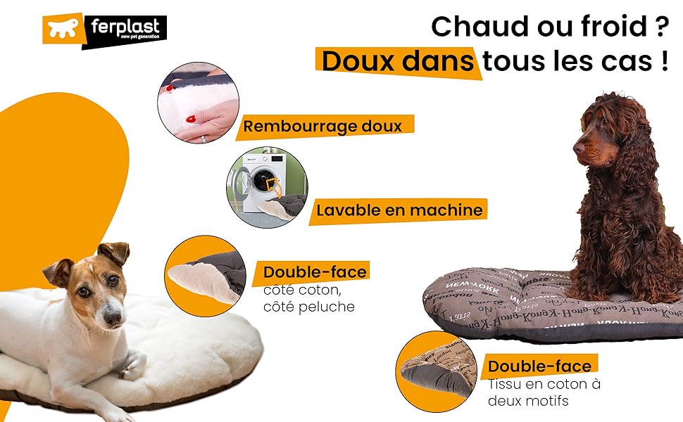 Крісло-ліжко для собак великих порід Ferplast: ортопедичне, знімний чохол, водонепроникне, 110 x 70 x 8 см, сірого кольору