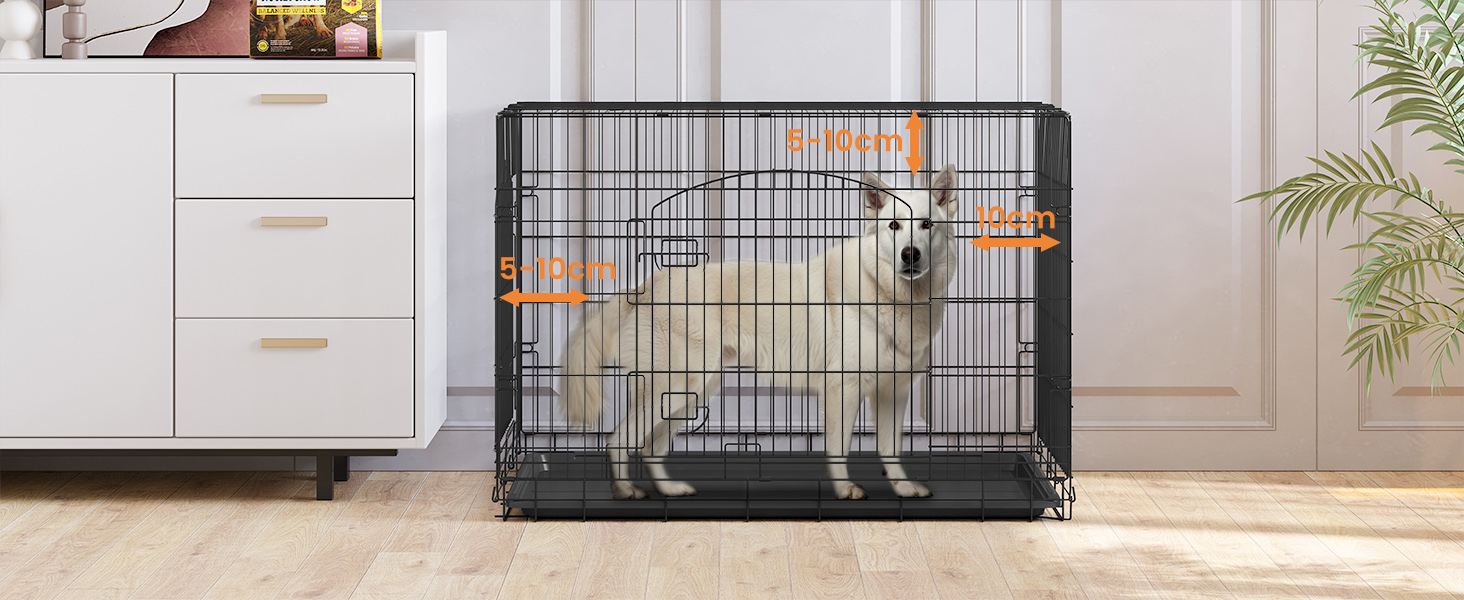Клітка для собак EUGAD металева, для малих порід, 108x76x69 см, з 2 дверцятами, ручками та піддоном, переноска для транспортування, складна гратчаста коробка для авто