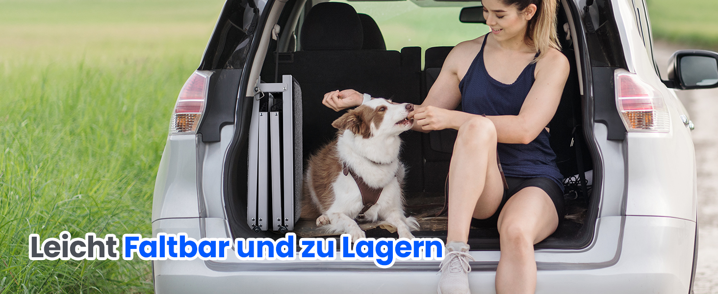 Східці для собак DAISTERN, розкладні, 170 x 44 см, з м'яким килимом, металевий каркас, для собак маленьких, середніх та великих порід