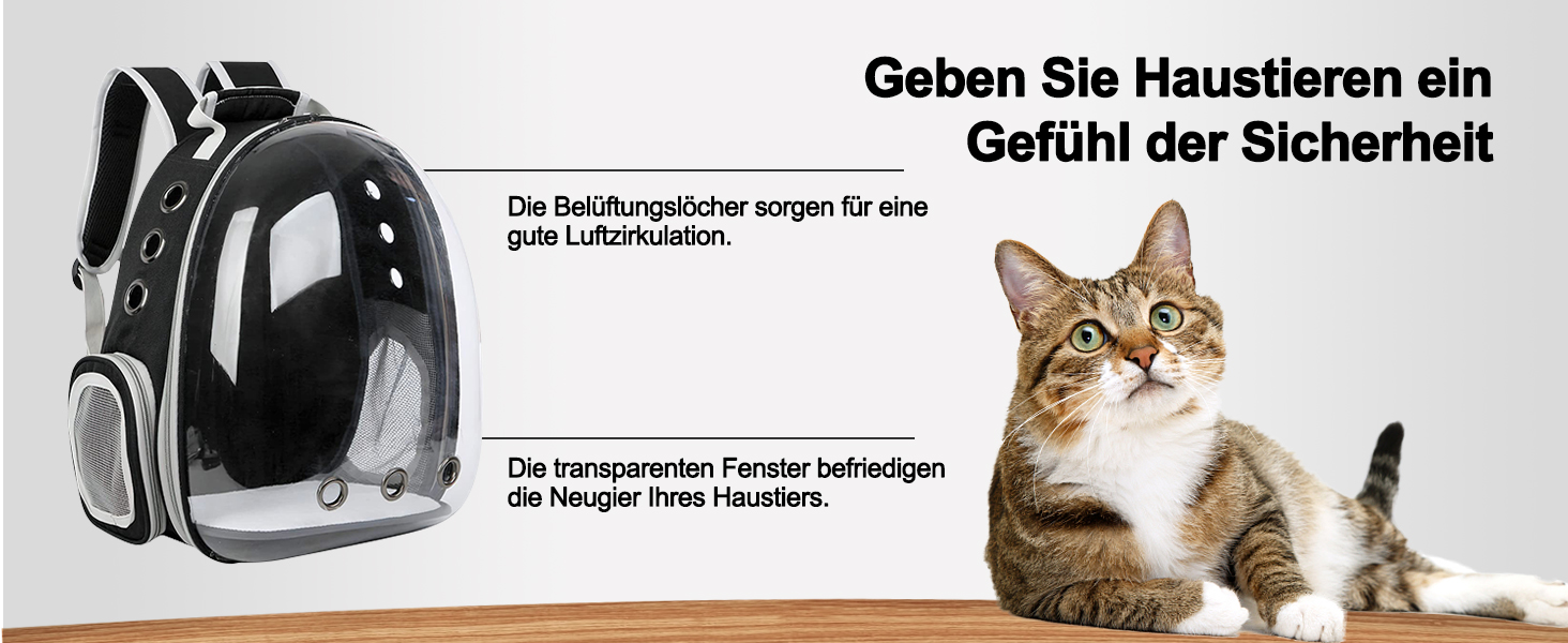 Рюкзак для кота та собаки Galatée, розширюваний, з вентиляцією, для подорожей, кемпінгу та хайкінгу (чорний)