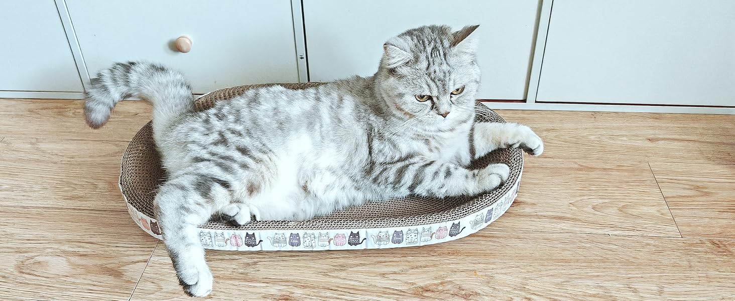 Килимок-подряпування для котів 2 шт., овал, 61 см, з м'якою лежанкою, з картону, для дому