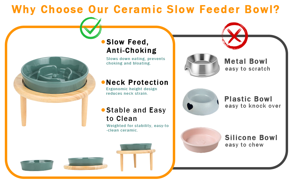 Миска для собак Anti Schling Napf з кераміки, піднята миска для собак, запобігає блювоті, інтерактивна миска для повільного годування для собак, котів та маленьких собак, темно-зелена, 15.5 см