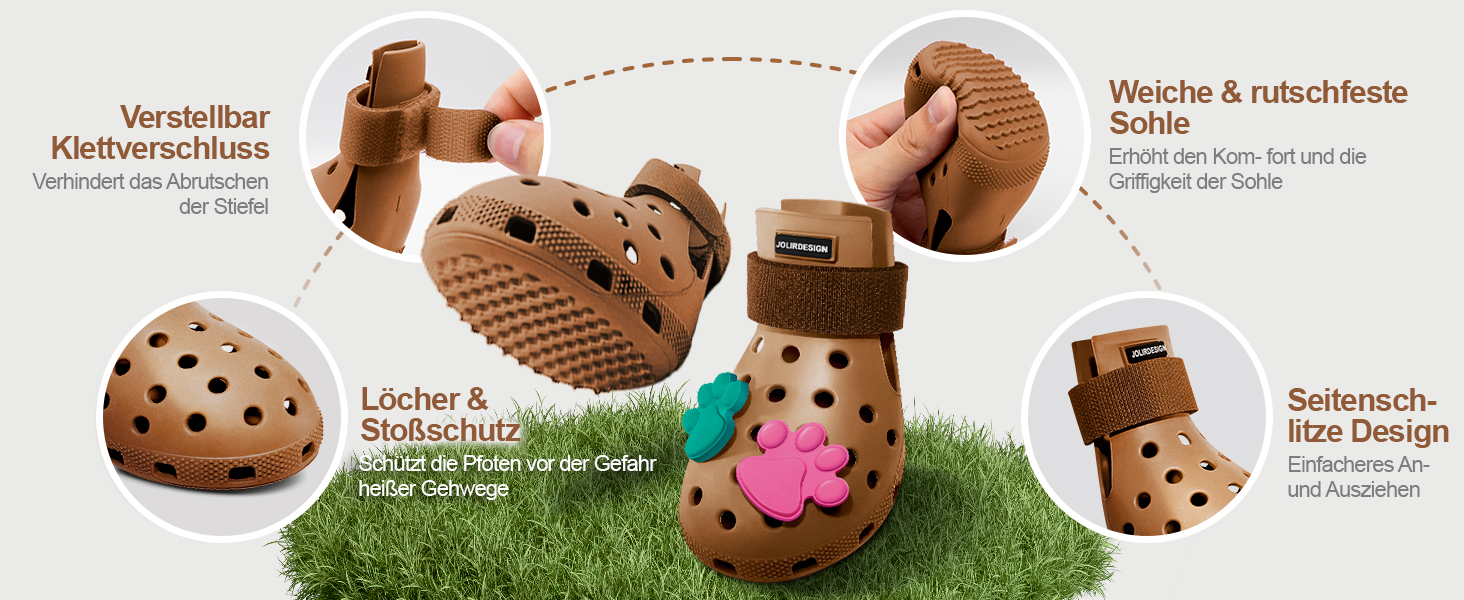 Чоботи для собак: захист подушечок лап, водонепроникні, зручні, дихаючі, неслизькі, легкі в догляді. Ідеальні для літа та зими (колір: коричневий, розмір: XS)