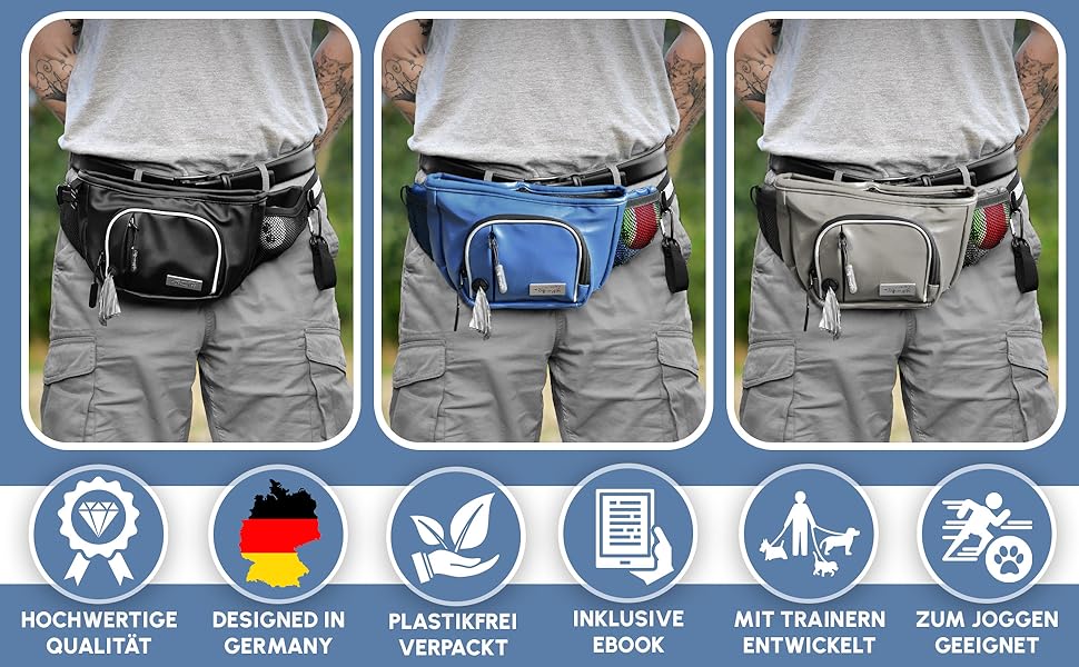 Сумка для ласощів для собак 'Talea' з штучної шкіри, темно-синя - Легкий доступ завдяки магнітному закриттю, знімний внутрішній кишеню, для аксесуарів для собак