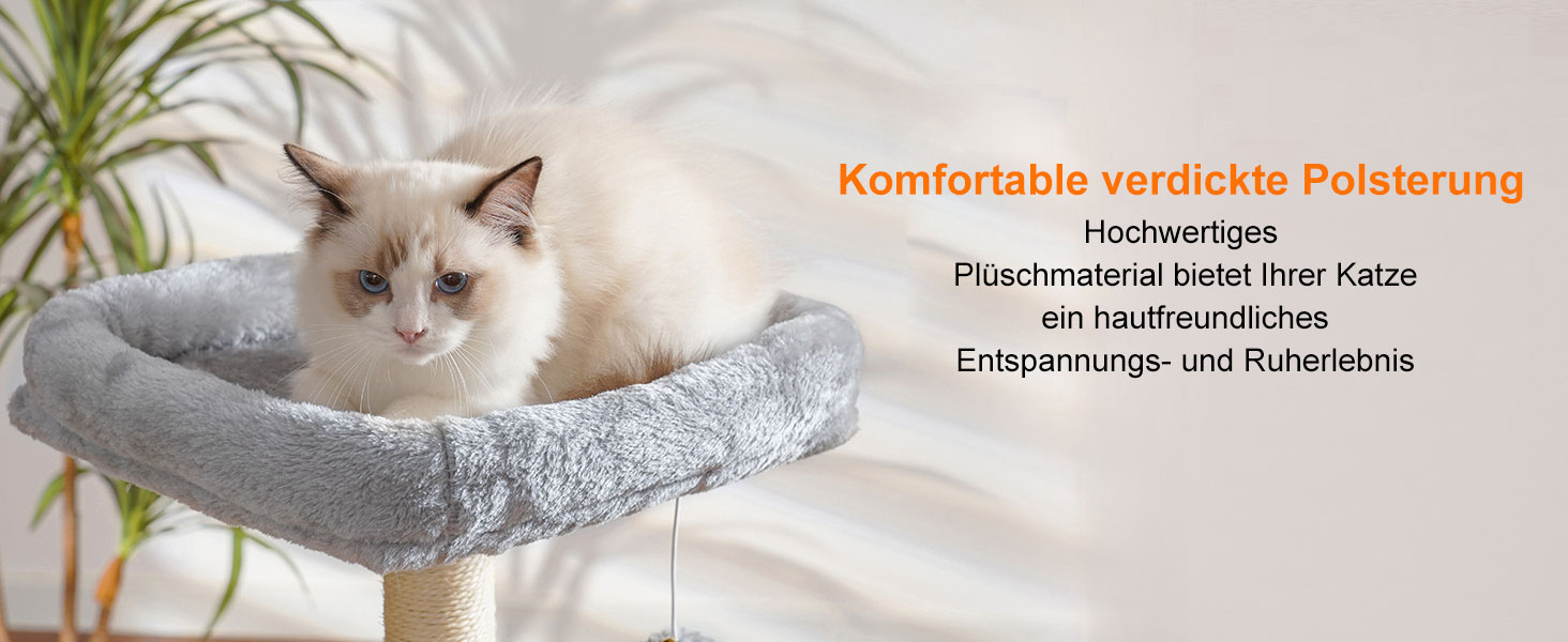 Котячий будиночок Heybly з котячою щіткою, котячий будиночок для домашніх котів з м'якою оксамитовою стійкою, котячий кігтеточки з кошиком, дряпалкою та кігтеточкою, HCT005SG (світло-сірий)