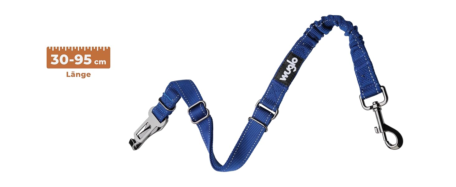 Автогурт для собак Wuglo 30-95см: безпечний пасок для собак у автомобілі, універсальний, темно-синій