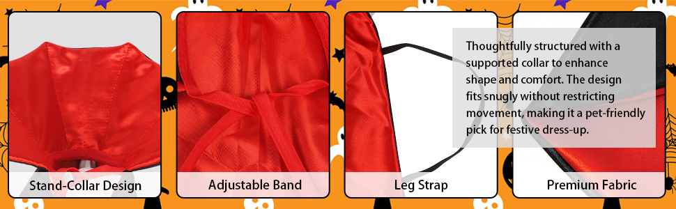 Костюм на Хелловін для собак та котів: вампірський набір, чорний/червоний, чорний/фіолетовий. Розміри S, червоний