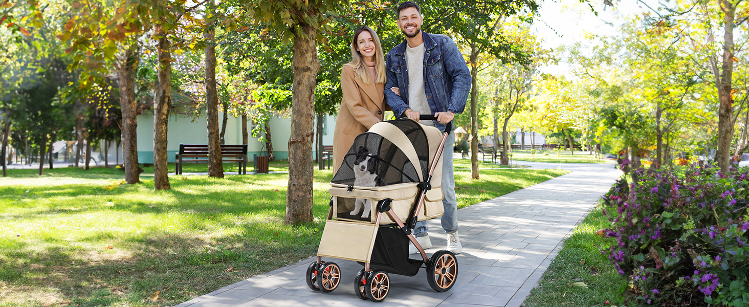 Візок для собак YITAHOME, розкладний, для маленьких собак, сірий (без сумки для мами)