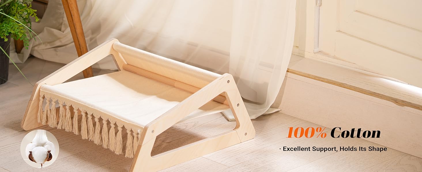 Кішка ліжко CheerPals, софа для котів з берези та бавовни, 53 x 48 см, стілець для сну, меблі для котів, підходить для літа