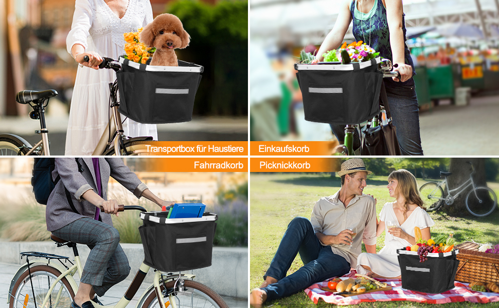 Фарбований кошик на кермо велосипеда Lixada з алюмінію (35 x 25 x 5 см)