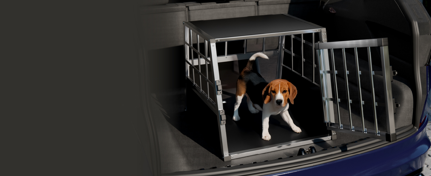 Транспортна переноска для собак Juskys Alu M - алюмінієва переноска для собак, 69x54x51 см, міцна та легка у догляді