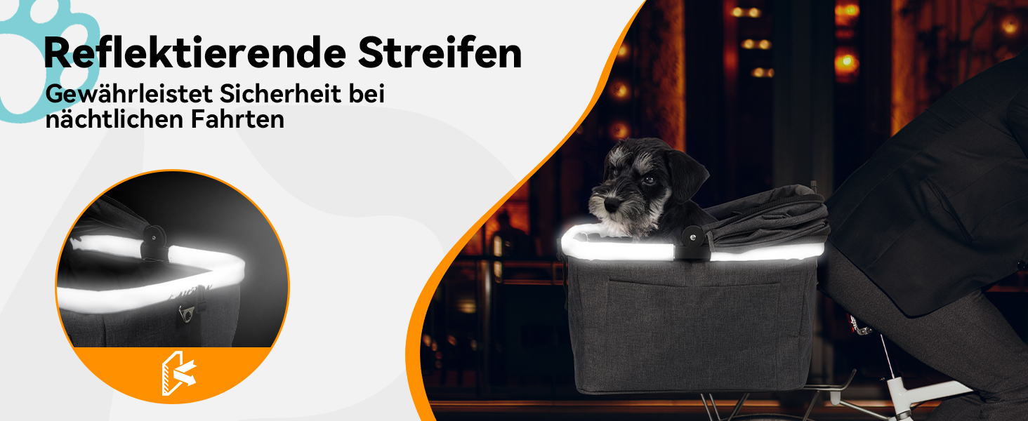 Кошик для велосипеда для собак до 12 кг, кріплення на багажник, металевий каркас, швидкознімний, сітчасте вікно, м'яке сидіння, світловідбиваючі смуги, складний, для міських велосипедів