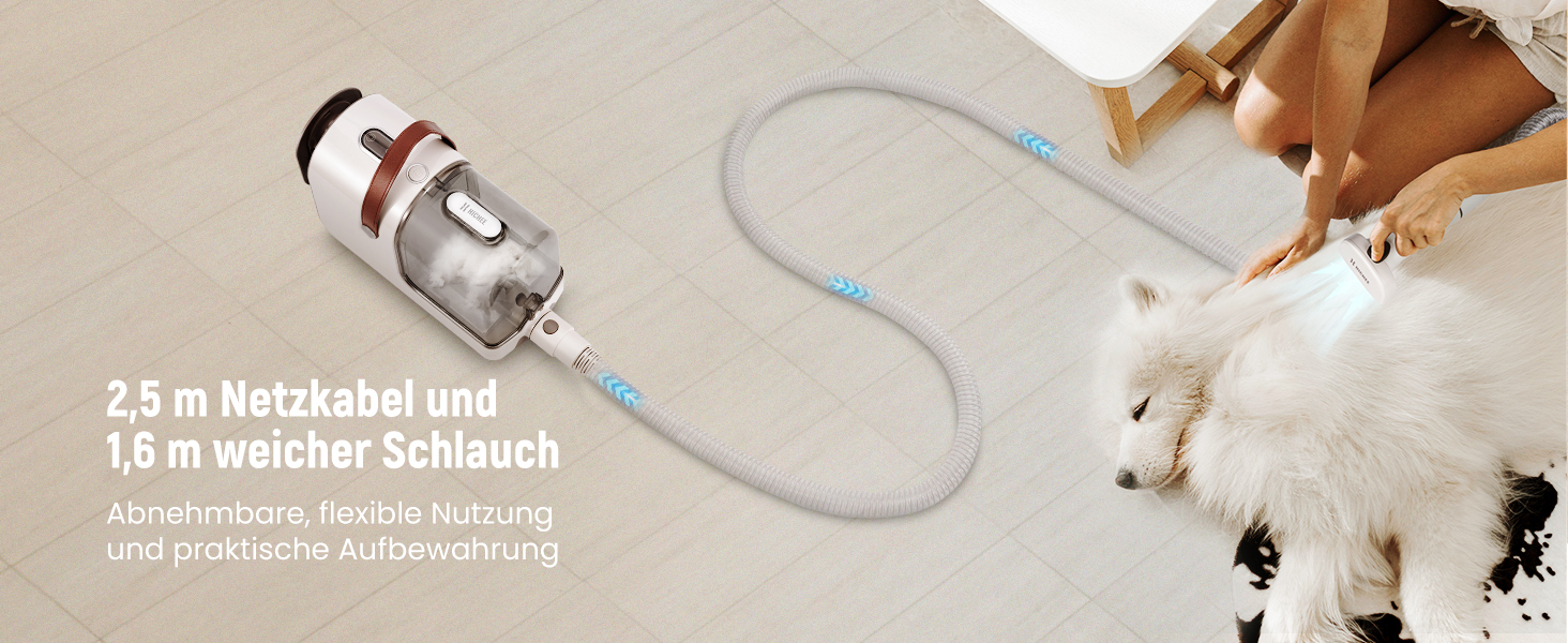 Машинка для стрижки собак HICHEE з пилососом, 13 kPa, професійний набір для грумінгу домашніх тварин, тиха машинка для собак та котів, 6 інструментів