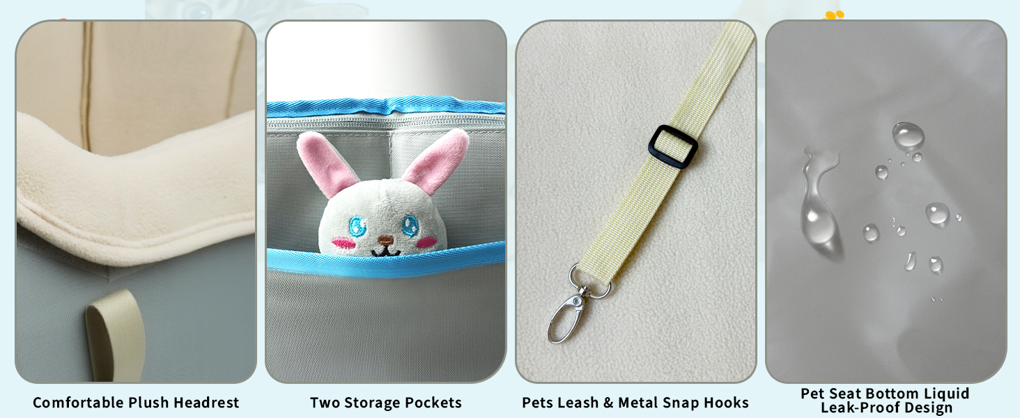 Автокрісло для собак, кошик для собак у машину, водовідштовхувальне, складане з фіксатором, для маленьких собак до 8 кг, на передні та задні сидіння (світло-сіре)