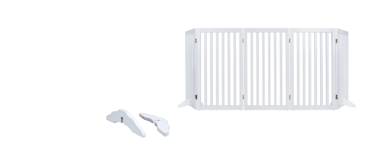 Захисне бар'єр для собак Unipaws: дерев'яне, без свердління, розкладне, для дому, 61 см, білий (5 елементів, 254 x 91 см)