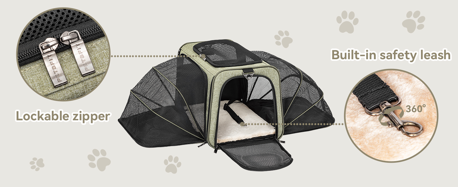 Розкладна переноска для котів і собак Petsfit, авіаційна сумка для тварин з оксфордської тканини, з плечовим ременем, розширювана