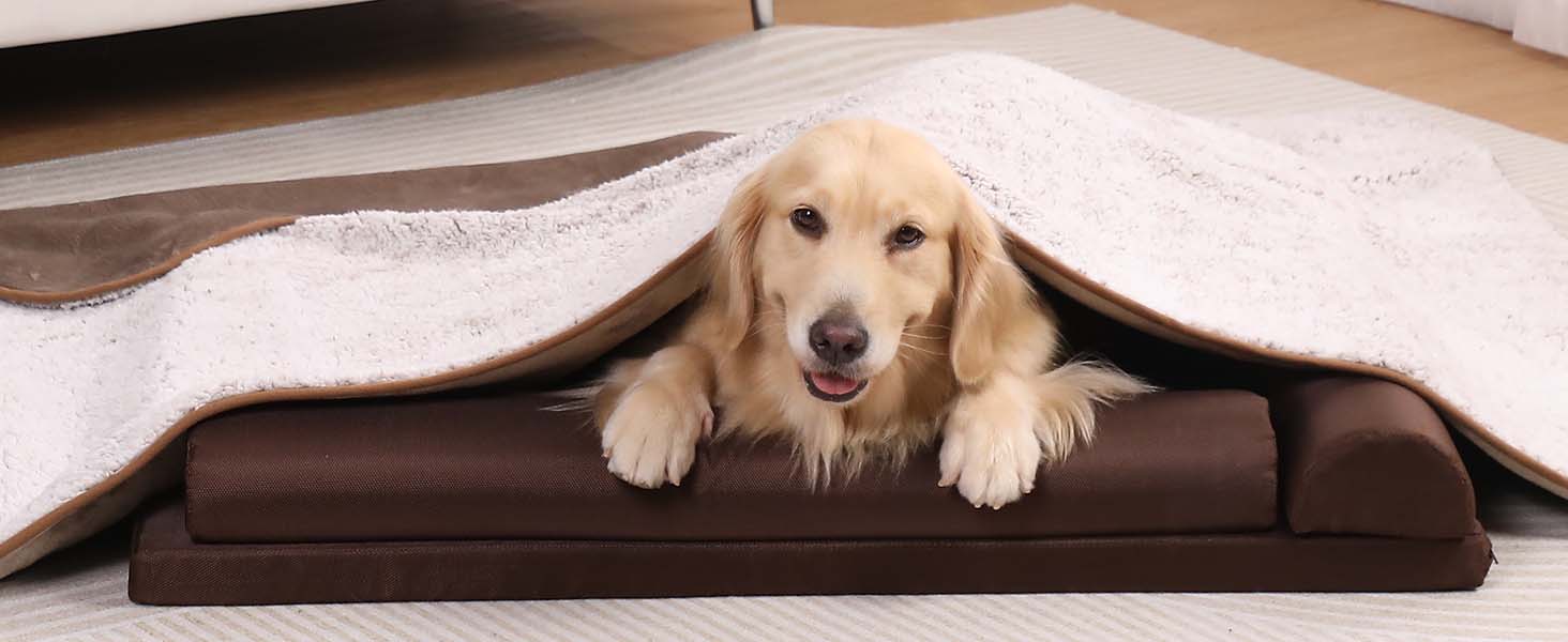 PETTOM Деки для собак Водонепроникні, Деки для собак на диван 152 x 127 см, Деки для собак з Sherpa та Flanell, Деки для домашніх тварин М'які та машинно-пранні (M: 127*100см, Колір: Коричневий)