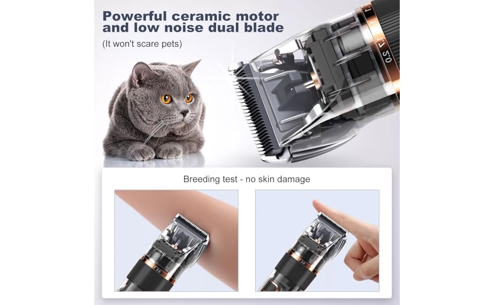 HEMOTON Набір для стрижки тварин: бездротова машинка для собак та котів з LCD-дисплеєм, тиха, миється, акумуляторна