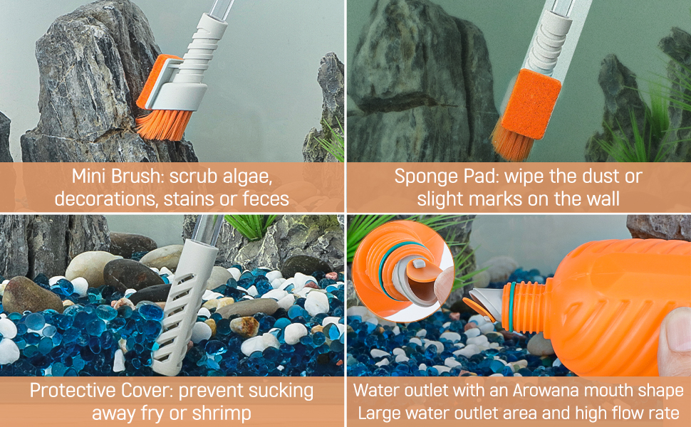 Набір для чищення акваріума Pawfly: сифон, пилосос, шланг 1,8 м, інструмент для очищення ґрунту