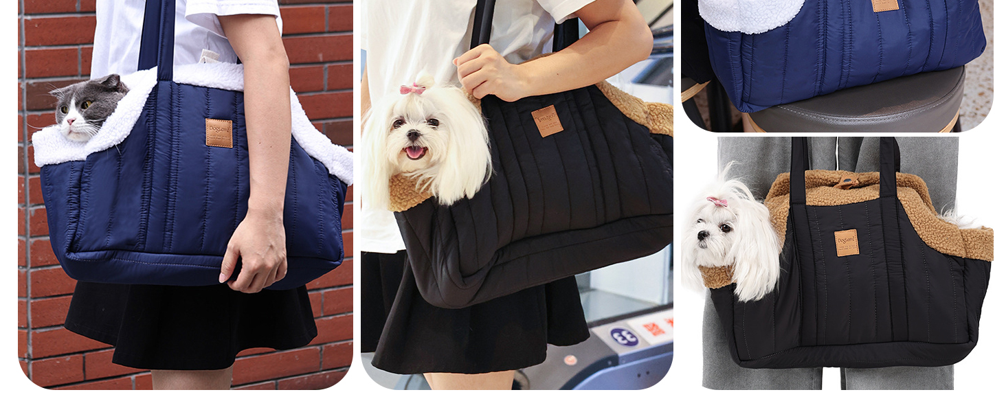 PETCUTE Сумка-переноска для собак і котів, чорна, з карабіном, складна, для маленьких тварин