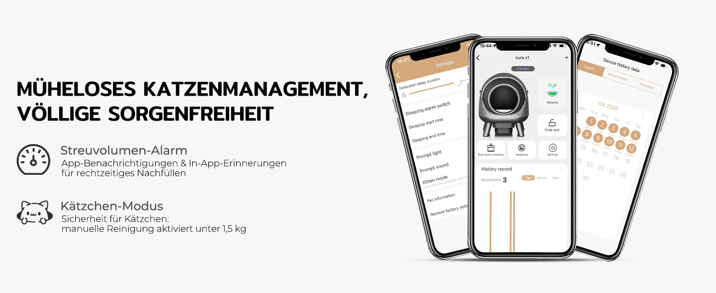 Автоматичний лоток для котів Cura X1: самоочищення, 80+8л, сенсори, контроль через додаток, для кількох котів