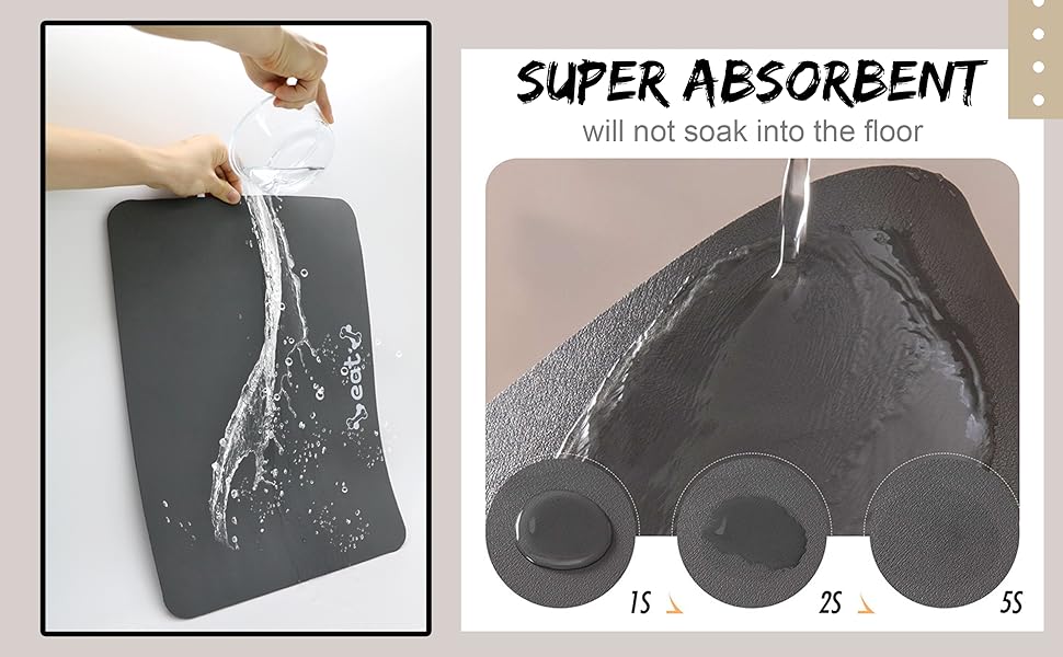 Підкладка під миску для собак та котів GIBZ, абсорбуюча, з діоксиду кремнію, неслизька, 45x60 см, темно-сіра