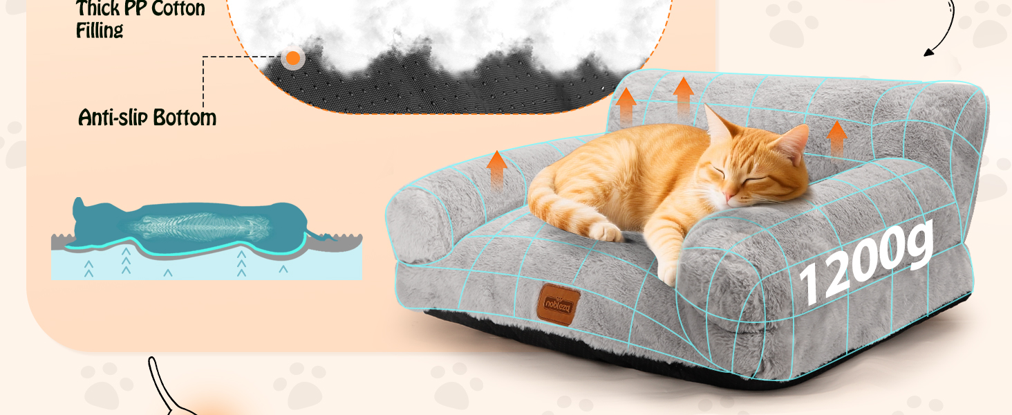 М'яке ліжко-диванчик для котів та собак Nobleza, 60x45x30 см, сірий колір