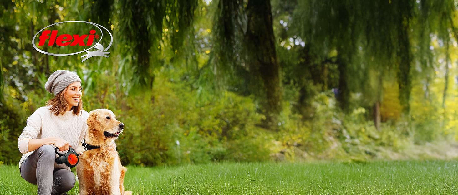 Flexi Neon M рулетка для собак до 25 кг, чорний/неоновий помаранчевий, світловідбиваючі смуги