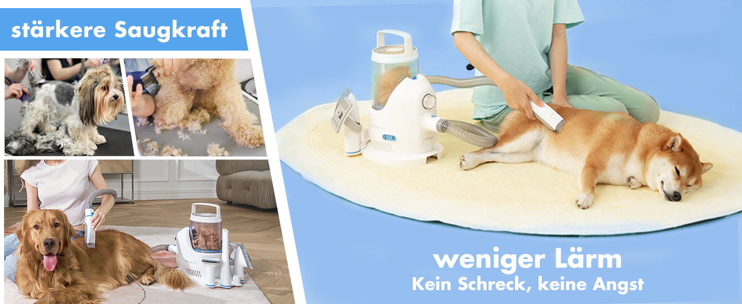 Машинка для стрижки собак Neakasa P2 Pro з пилососом, тиха, професійний набір для грумінгу домашніх тварин, 5 насадок для собак та котів, блакитна