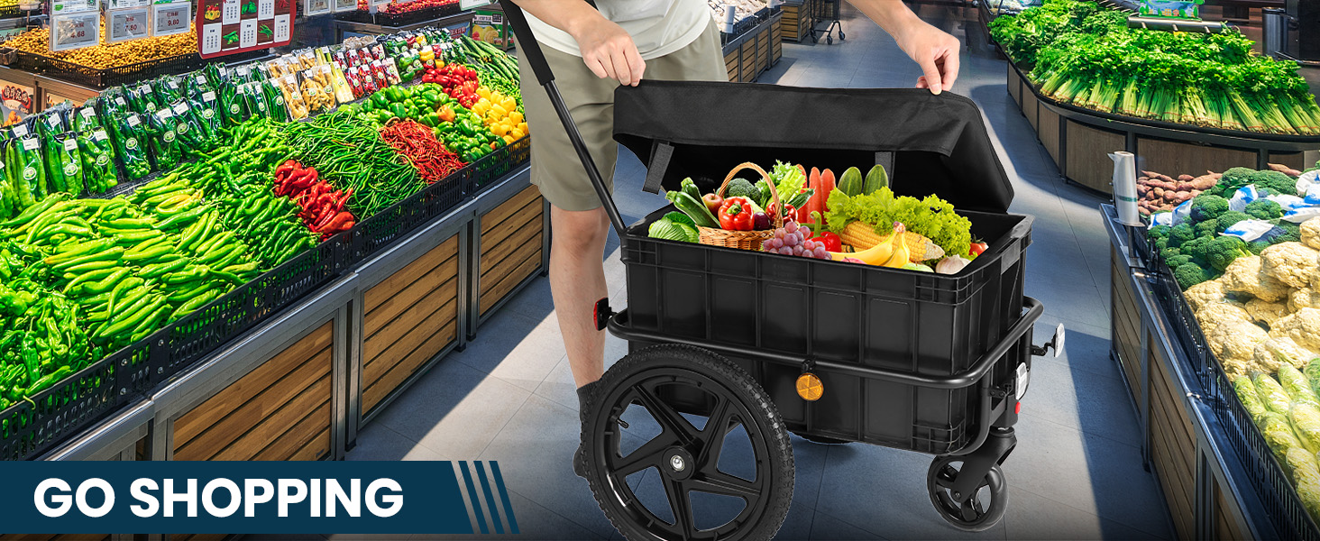 Велосипедний причіп 2-в-1 з ручкою для штовхання, міцний сталевий каркас, колеса 40 см, вантажопідйомність до 40 кг, чорний