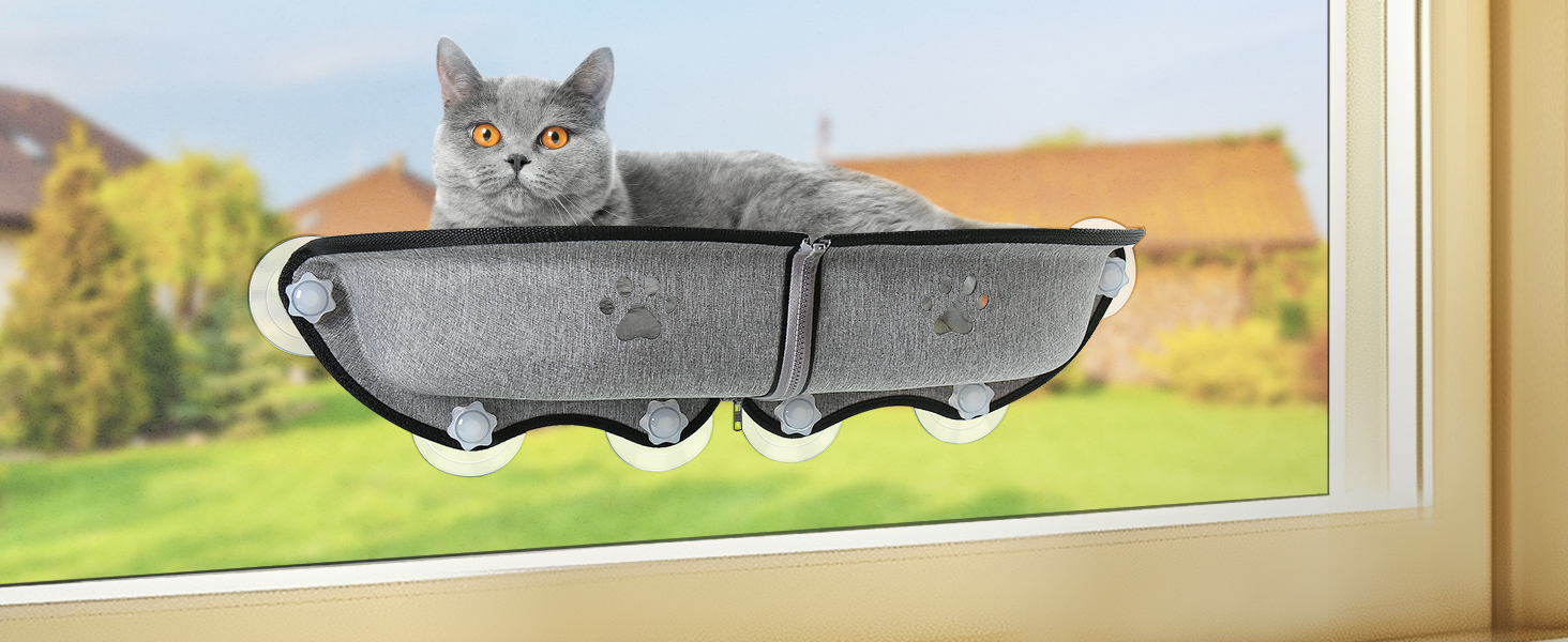 Кішка ліжко на вікно GUUSII HOME - гамак для котів, сіре, 71x19x9 см
