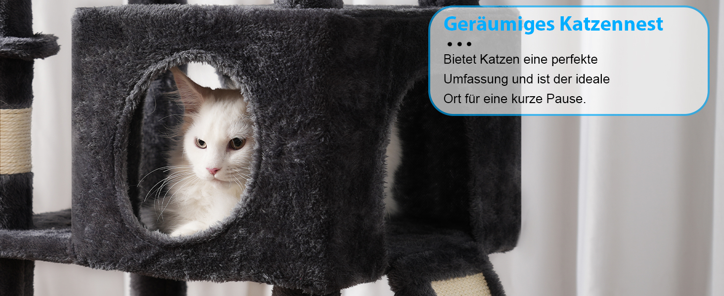 Котячий будиночок Hey-brother Kratzbaum: багатоповерховий, 145 см, сірий, з лежаком та гамаком