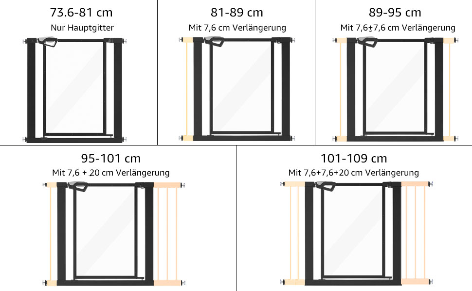 Ворота для собак Unipaws: прозорі, без свердління, 74-109 см, для дверних прорізів та сходів, білий (чорний)