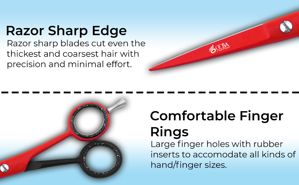 Професійні ножиці для волосся OCBA 6 дюймів - ножиці для перукарів та салонів, для чоловіків та жінок (червоно-чорні)