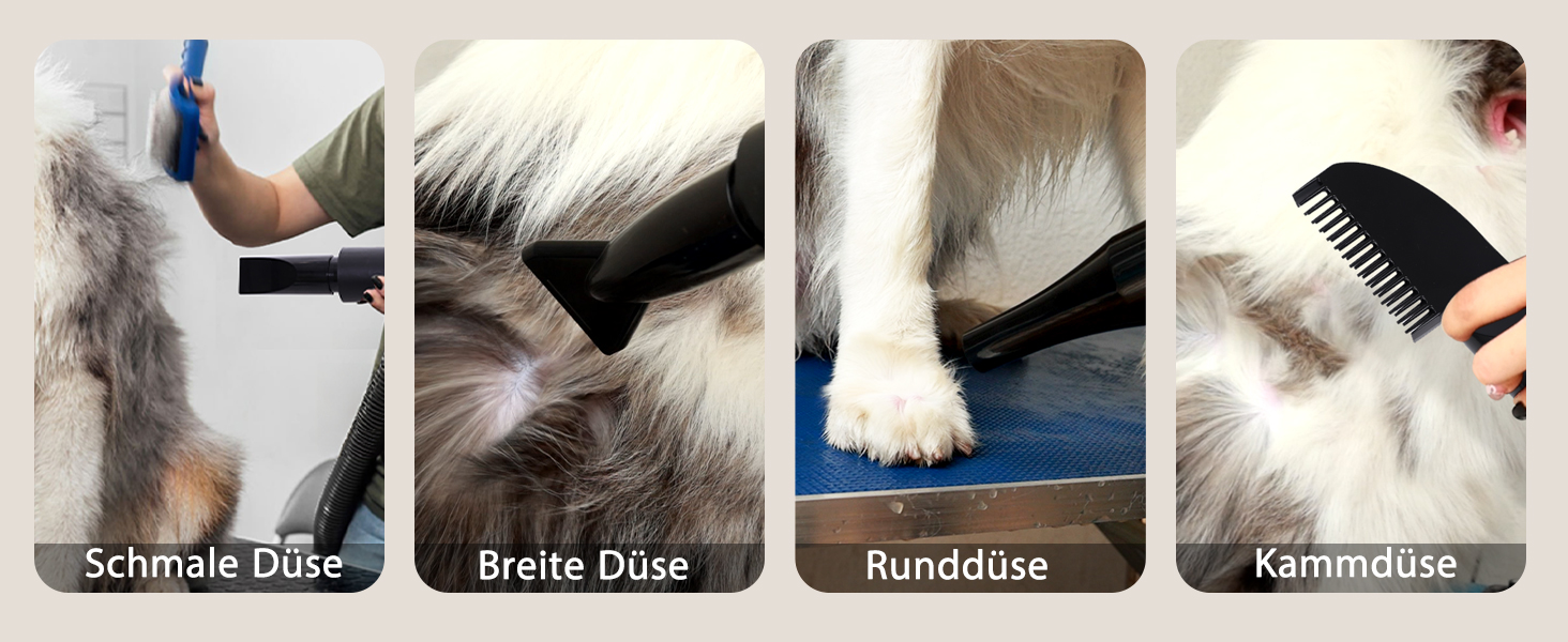 Фен для собак Blower 3000W, тихий, з регулюванням швидкості, 4 насадки, синій