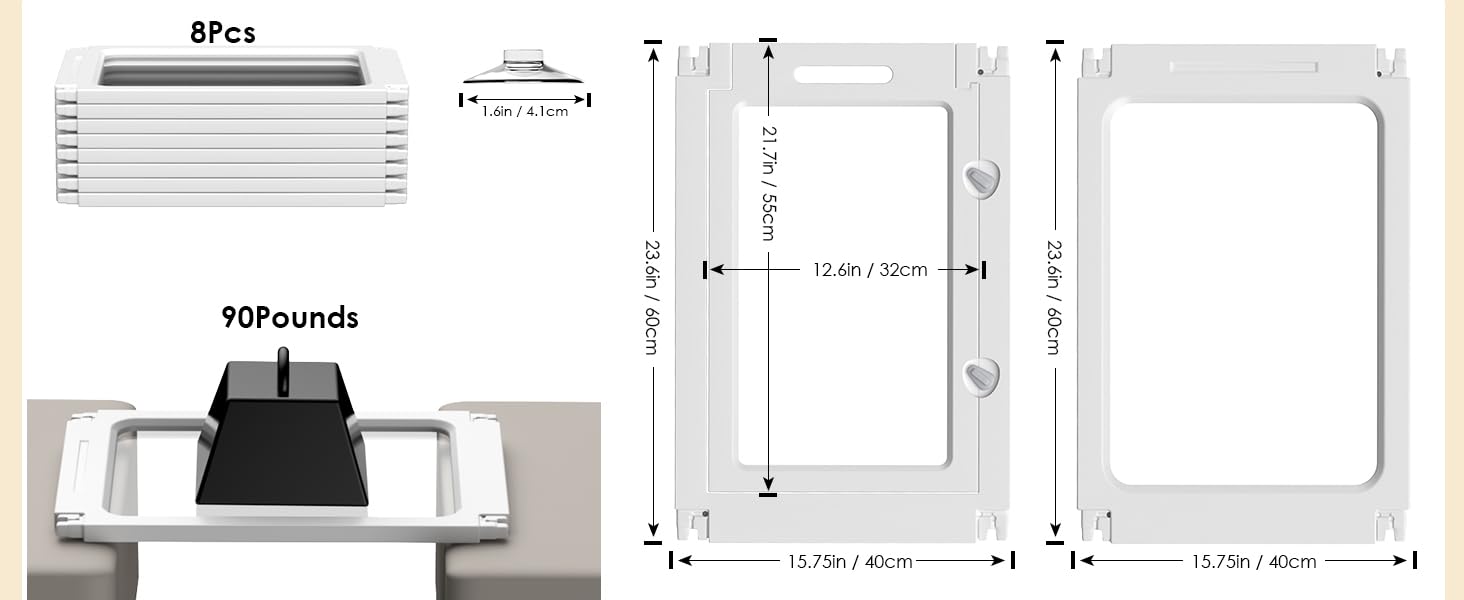 Акриловий вольєр для цуценят, 60 см, прозорий захист для собак, портативний міцний вольєр для собак маленьких та середніх порід, для використання в приміщенні та на вулиці, панелі білого кольору (8 шт.)