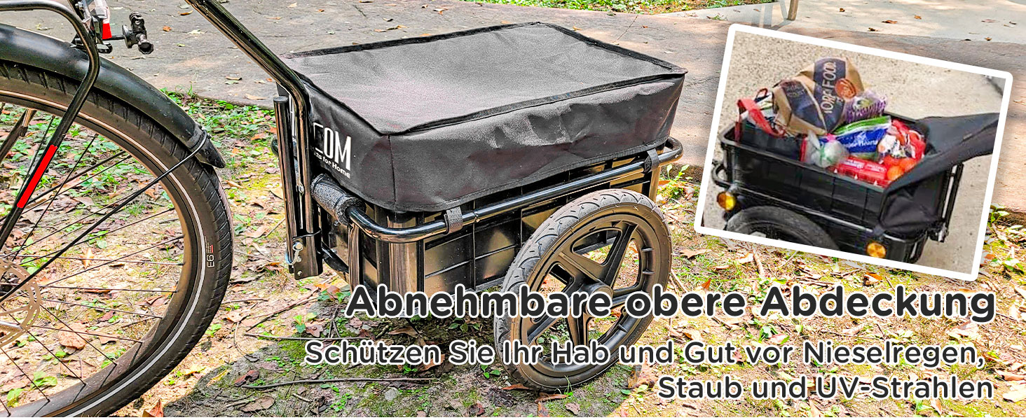 Причіп для велосипеда HOMCOM з тентом, вантажопідйомність до 40 кг, 144 x 59 x 80 см