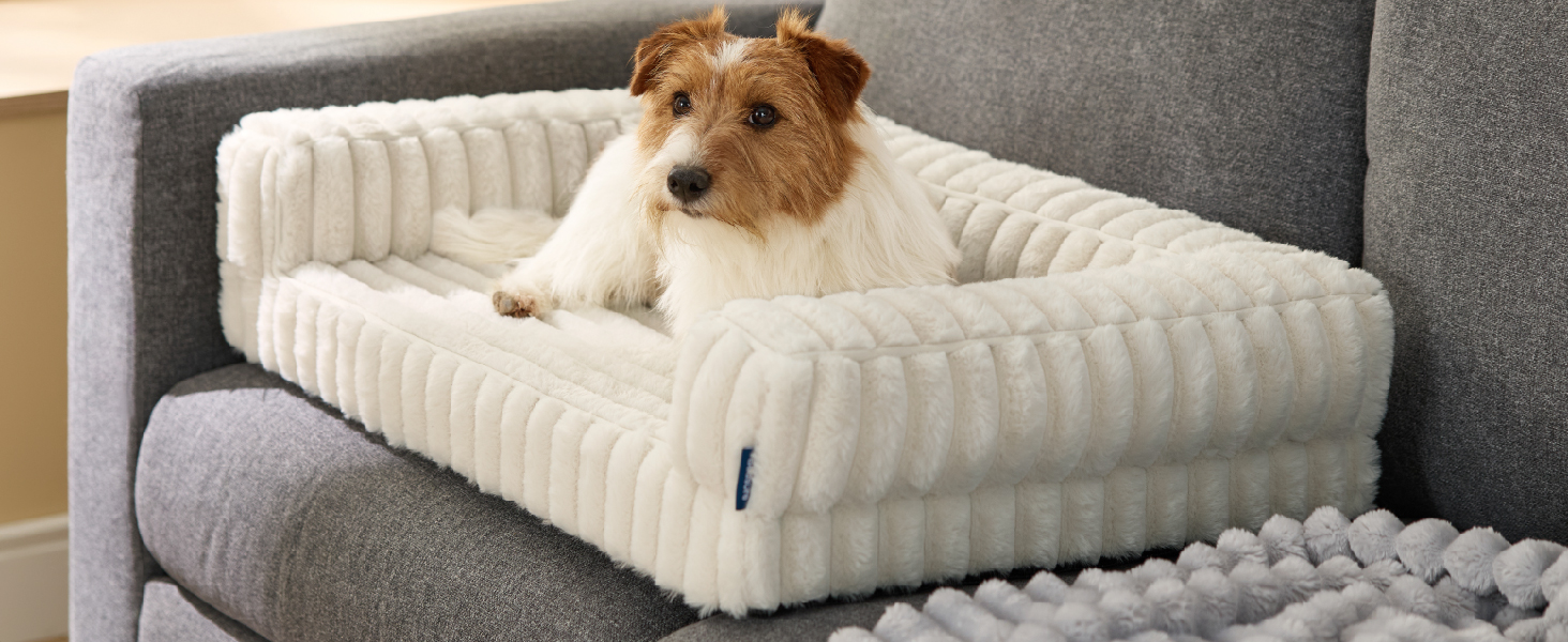 Ортопедичне ліжко для собак середніх порід BEDSURE - 76x51x16.5 см. Водонепроникне диванчик для собак з Memory Foam та Eierkarton-Schaum, знімний Cord-чехол, сірий.