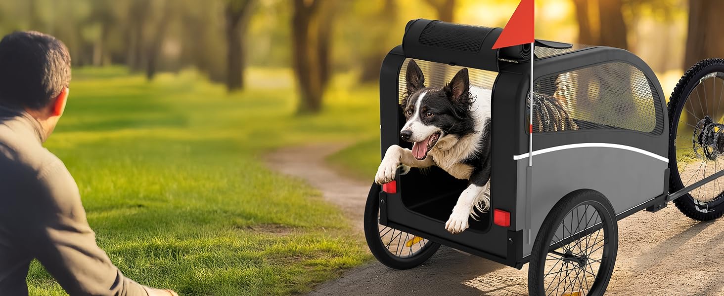 Фаркоп для велосипеда з собакою - Складаний фаркоп для велосипеда для собак до 40 кг, з відбивачами, водовідштовхувальний, сумісний з електровелосипедами, чорно-сірий
